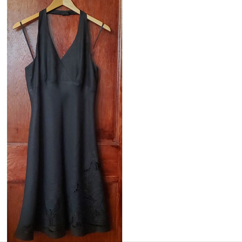 Ann Taylor Embroidered Linen Halter Top Dress